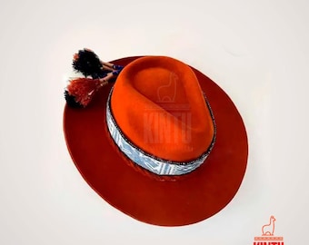 Elegant Wide-Brim Felt Hat with Handwoven Band