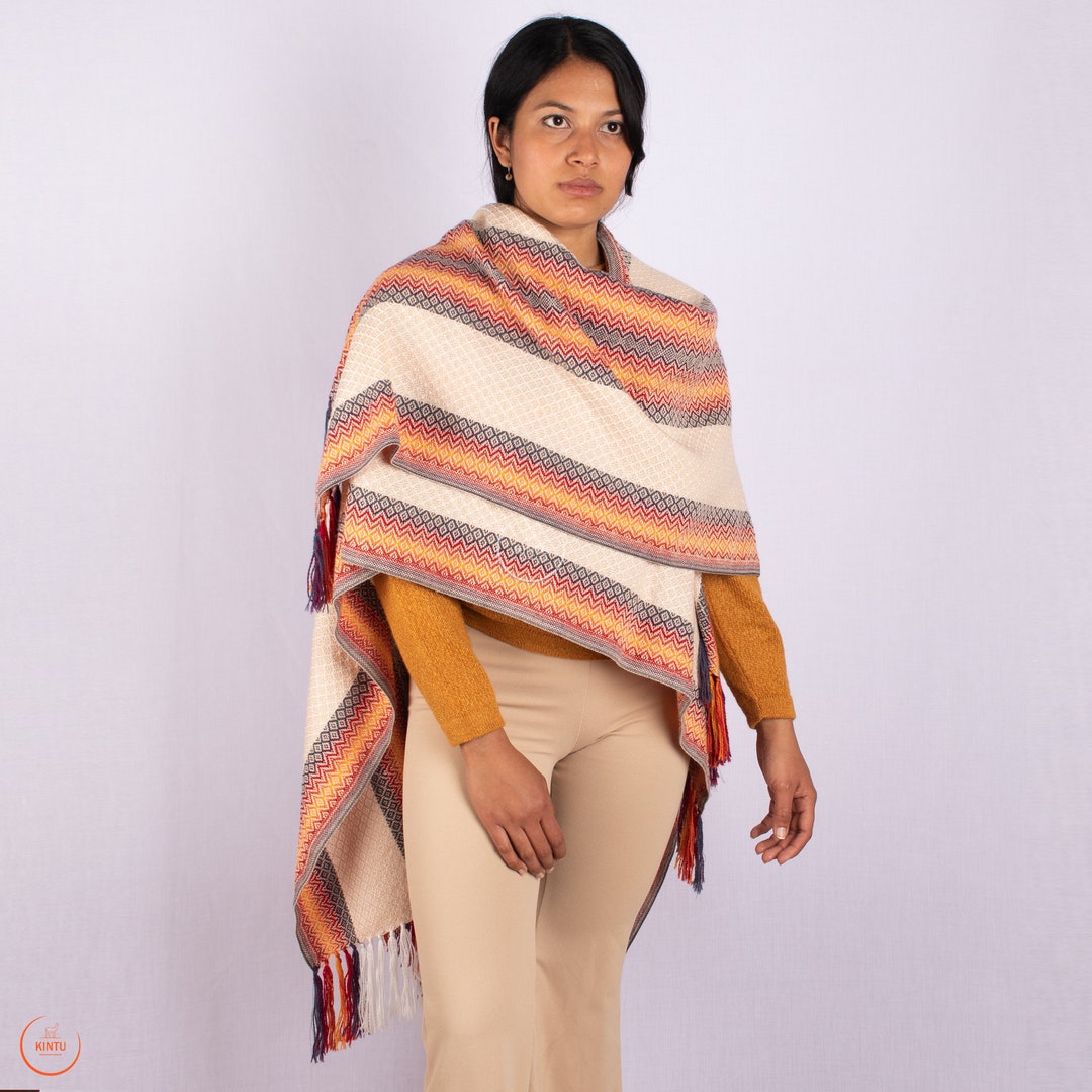 Handmade Alpaca Shawl, Peruvian Inca Cloak, Winter Scarf - Etsy