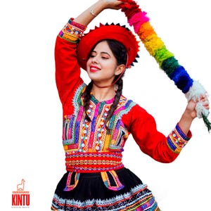 Typical costume of Peru. Typical Peruvian costume from Cuzco. Typical Peruvian costume for women. Typical embroidered dress. VALICHA costume