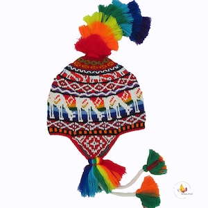 peruvian beaded chullo, chullo quero, peruvian mystic shaman hat, handmade chullo, colorful winter chullo, typical peruvian chullo