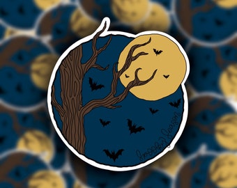 Spooky Season Sticker / Halloween Sticker / Bat Sticker / Full Moon Sticker / Sticker / Laptop Sticker / Tumbler Sticker / Vinyl Sticker