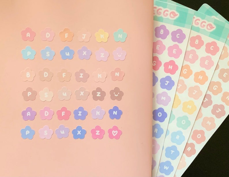 Cute Flower Alphabet Sticker Sheets | Letter Stickers | Planner & Bullet Journal Stickers | Stationery 