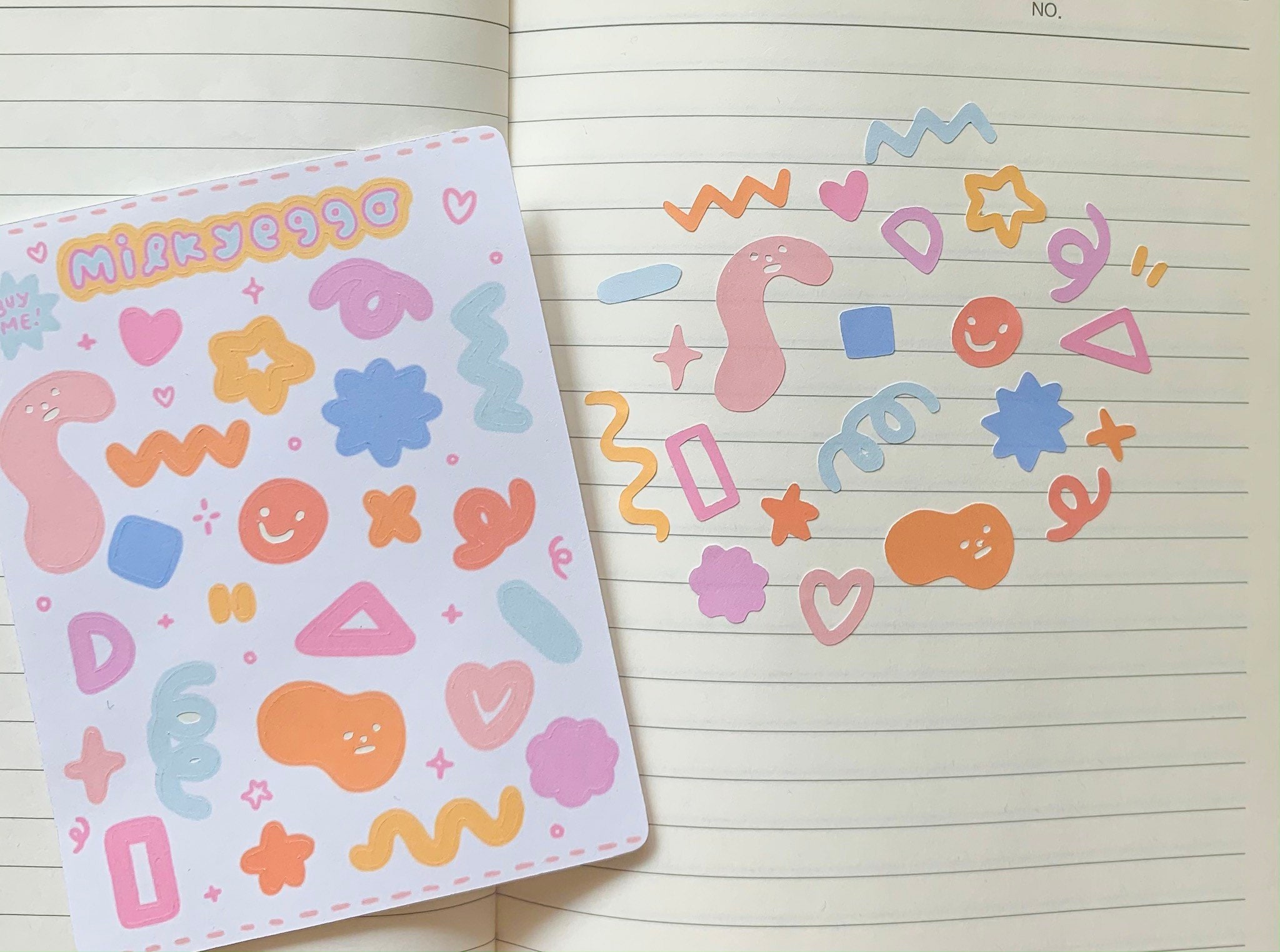 Pastel Shape Sticker Sheet Cute Stationery Planner - Etsy