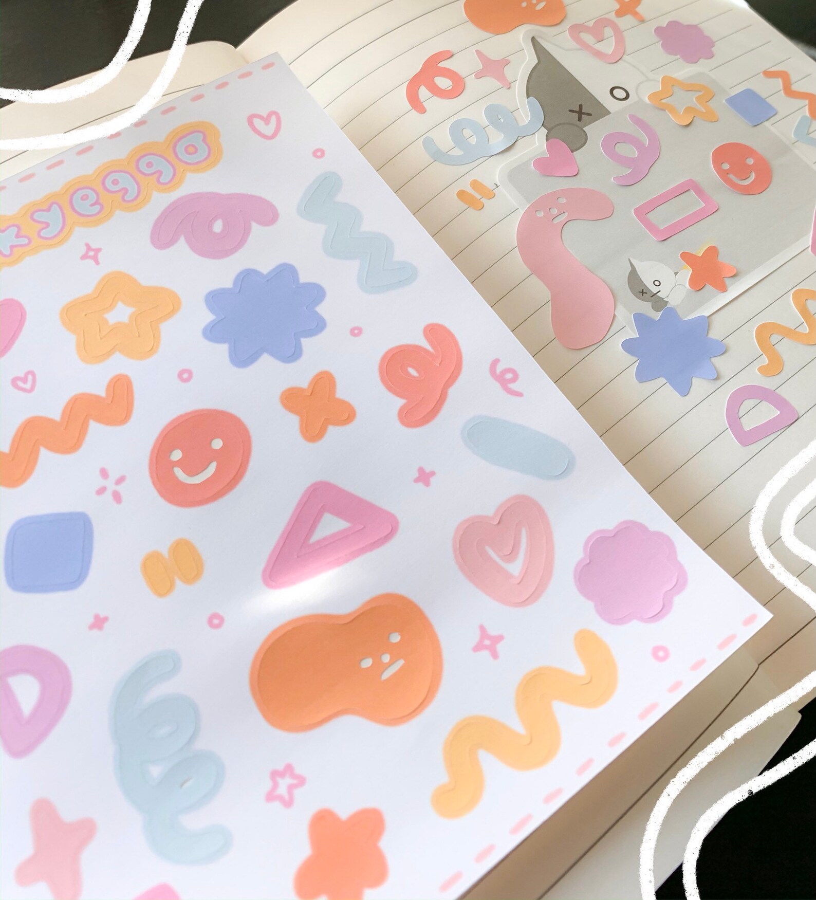 Pastel Shape Sticker Sheet Cute Stationery Planner Etsy UK