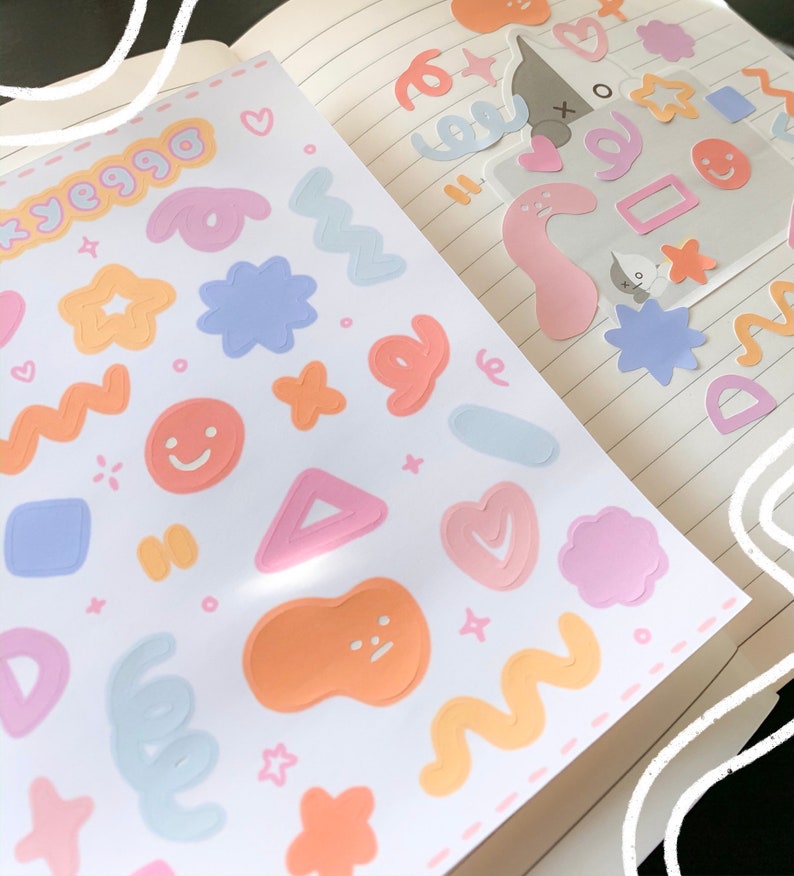 Pastel Shape Sticker Sheet Cute Stationery Planner - Etsy
