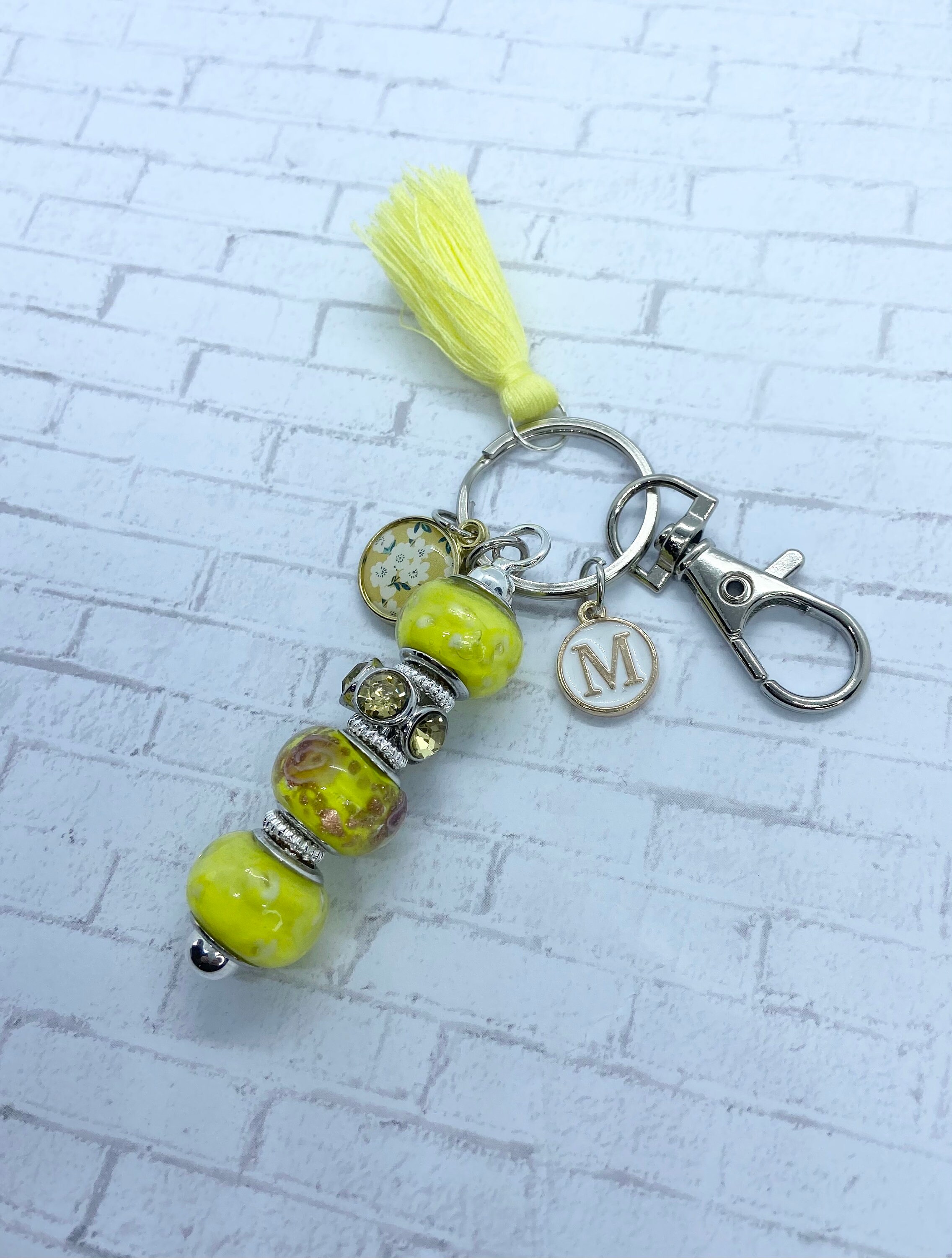 Keychain European Glass Beads glass beads Keychain Etsy