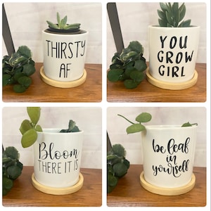 Blomkrukor, planteringskärl, roliga planteringskärl, roliga citat, keramiska planteringskärl, små blomkrukor, specialanpassade planteringskärl, inflyttningspresent,