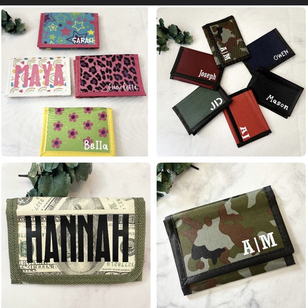 Personalized Wallets for Kids, kids wallet, party favors, stocking stuffers, kiddos gifts , comic wallets, Camo wallets