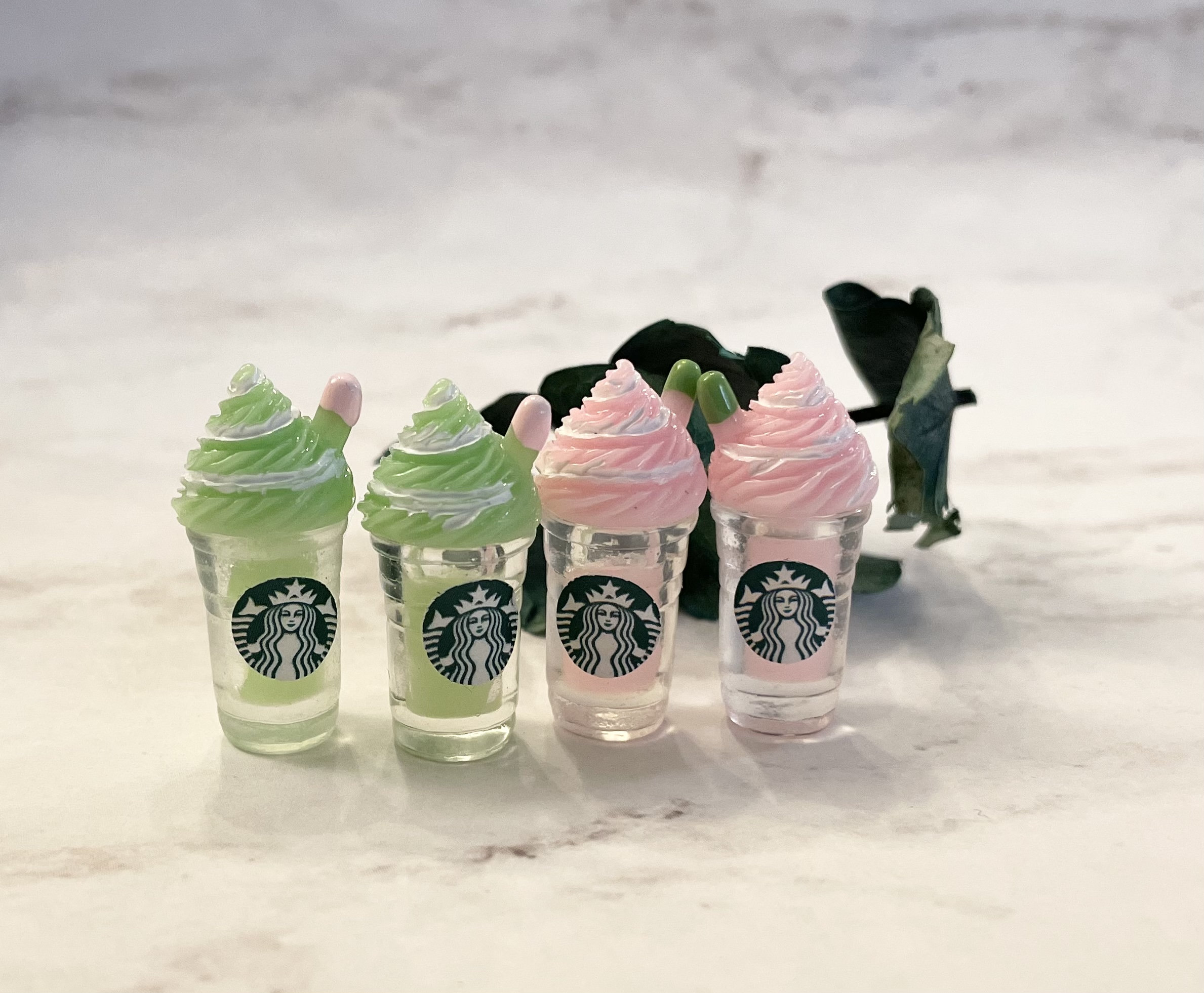 Dollhouse Miniature Starbucks Ice Coffee Frappuccino (2 pieces