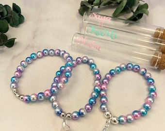 Bracelets, party favors, mermaid theme, DIY kit, under the sea, stretchy bracelets, kids jewelry, gifts, DIY bracelets