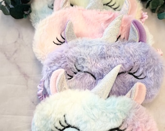 Maska do spania, maska do spania z waty cukrowej, maska do spania z jednorożcem, upominki na imprezę, impreza piżamowa, impreza piżamowa, maska do spania z jednorożcem