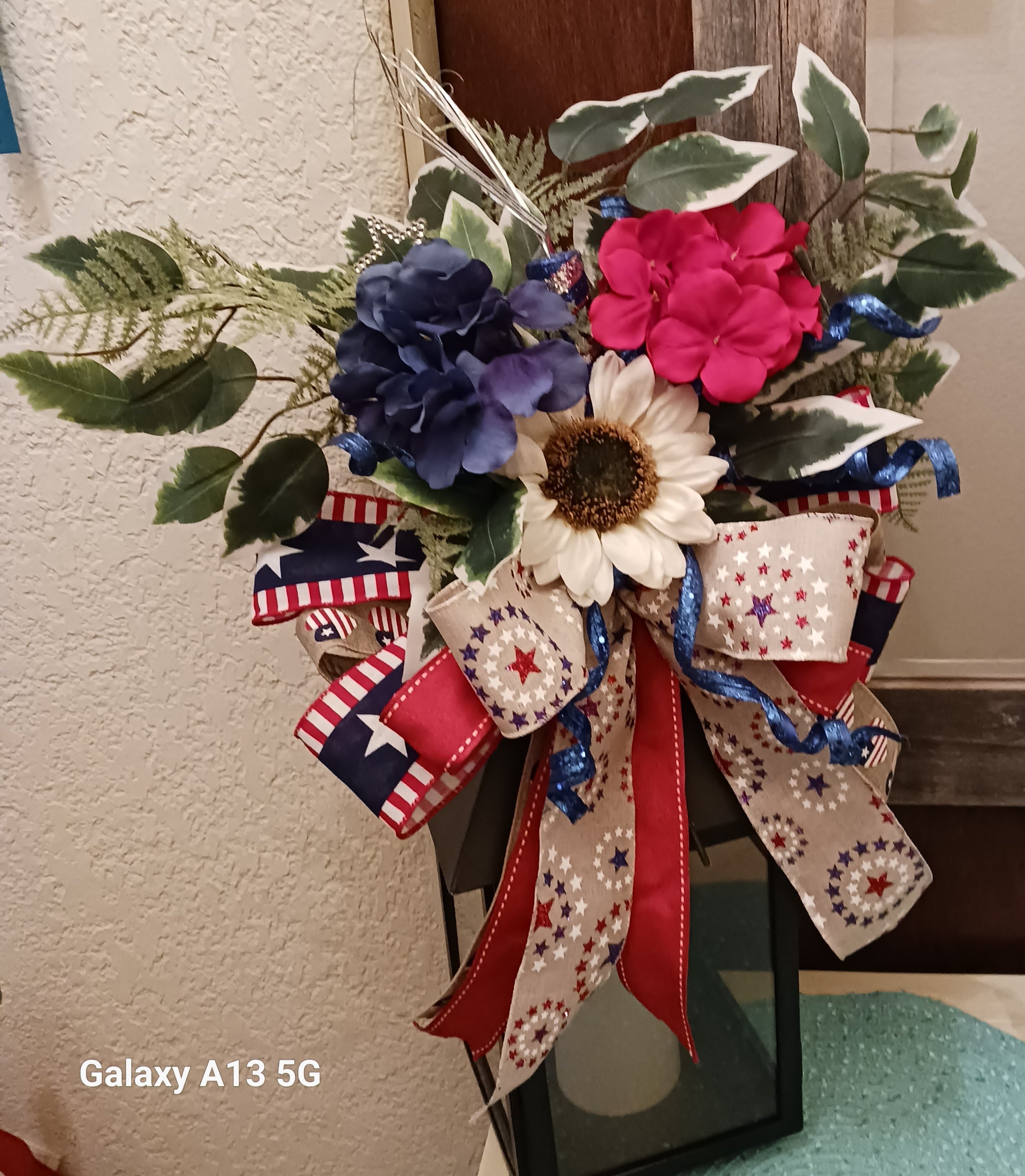Lantern Swag, Glittered Wired Ribbon Bow Decor, Christmas, 4th of…