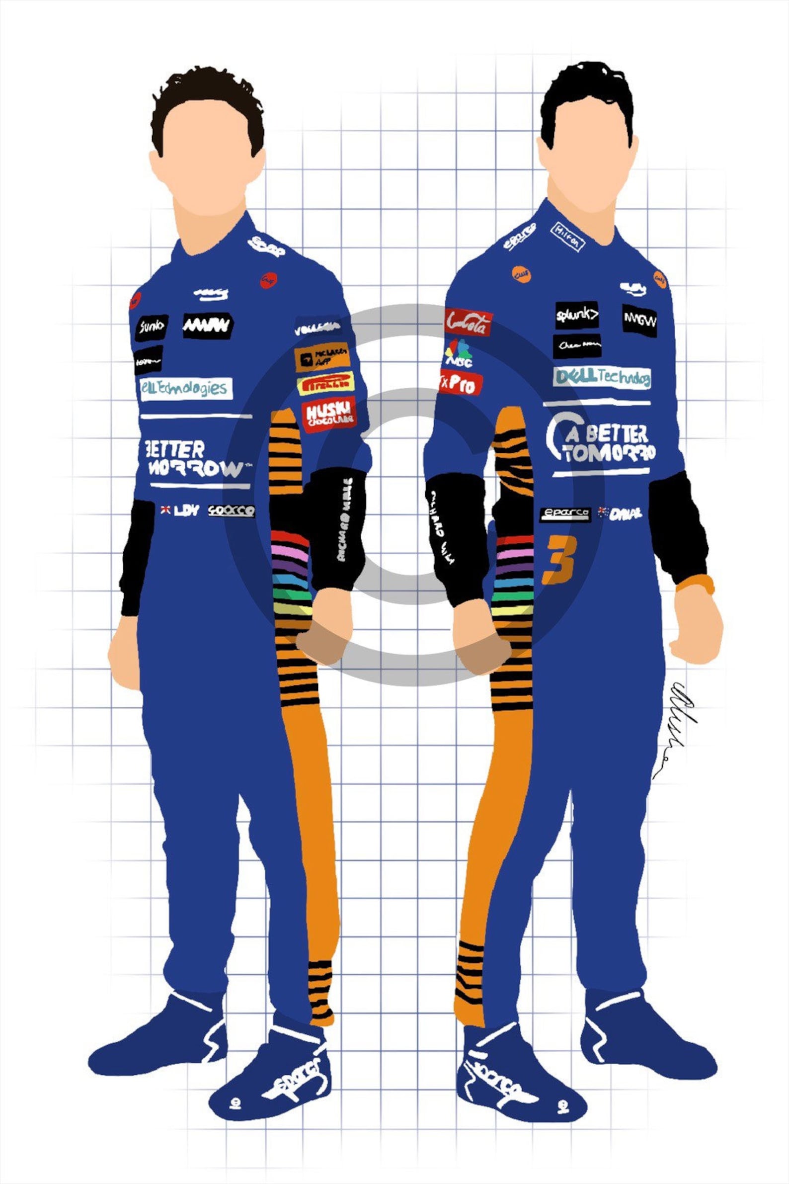 Mclaren F1 2021 Race Suits Daniel Ricciardo and Lando Norris Etsy