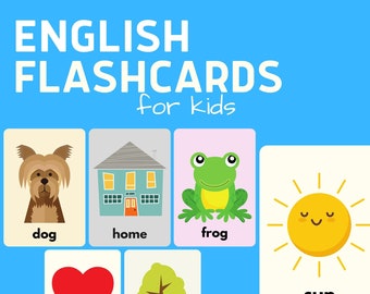 English Flash Cards for Kids, English Educational Flash cards for Children, English Flashcards, Instant Digital Download, Printable