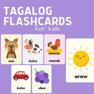Schede Flash tagalog per bambini, Schede Flash educative filippine per bambini, Flashcard filippine, Download digitale istantaneo, Stampabile