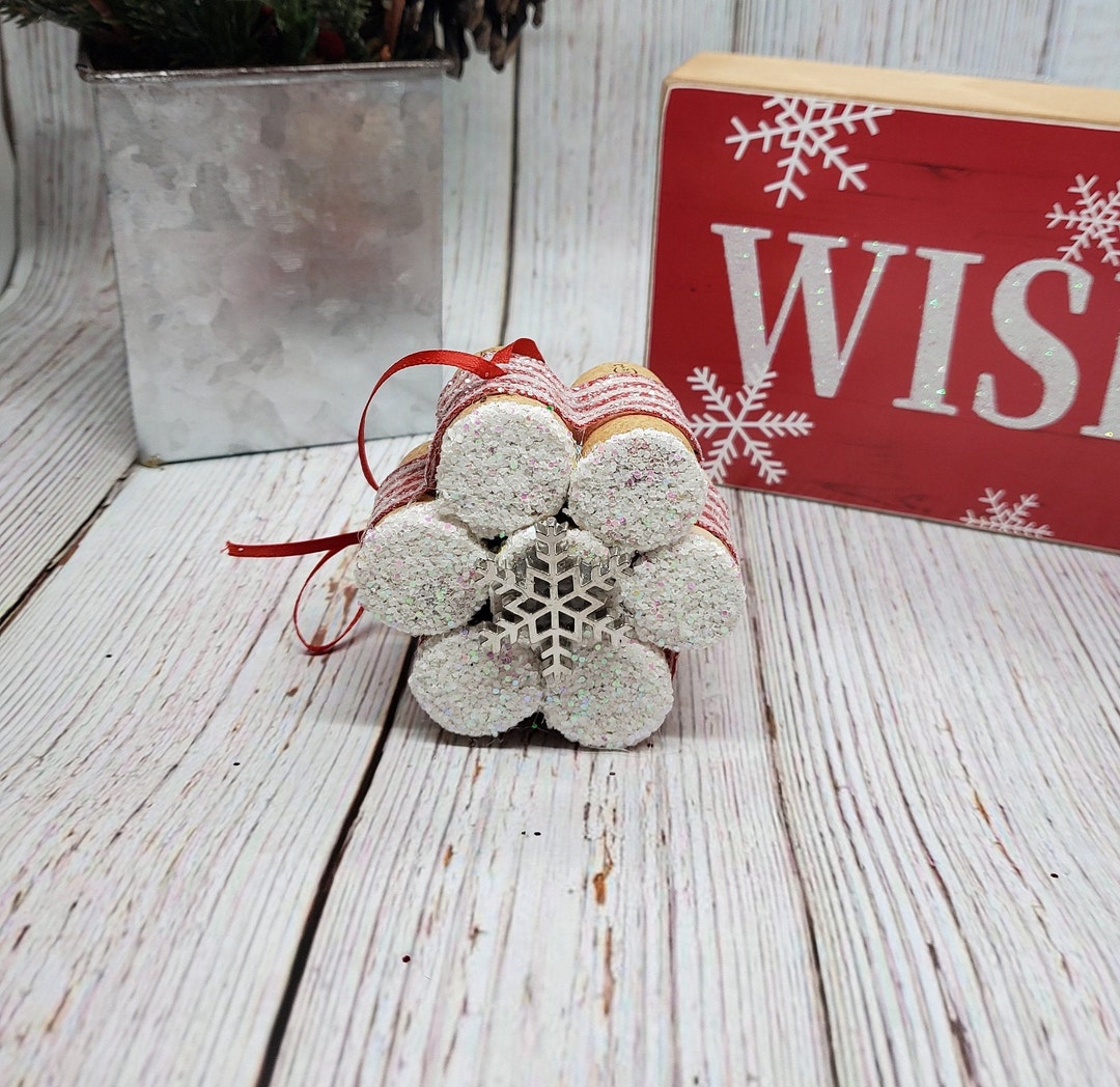 White Wine Cork Snowflake Ornament Etsy