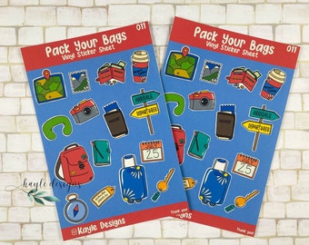 Pack Your Bags Travel Inspired Illustrated Planner Sticker Sheet