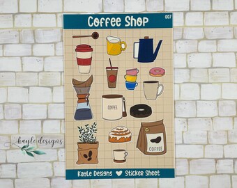 Coffee Shop Planner Journal Sticker Sheet