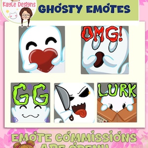 Cute Ghost Emotes Pack | Twitch, Discord, YouTube | Cozy Pastel Stream Emotes Digital Download