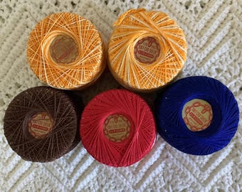 Fil à crocheter vintage tricoté effet croustillant - Lot varié de 5 bobines
