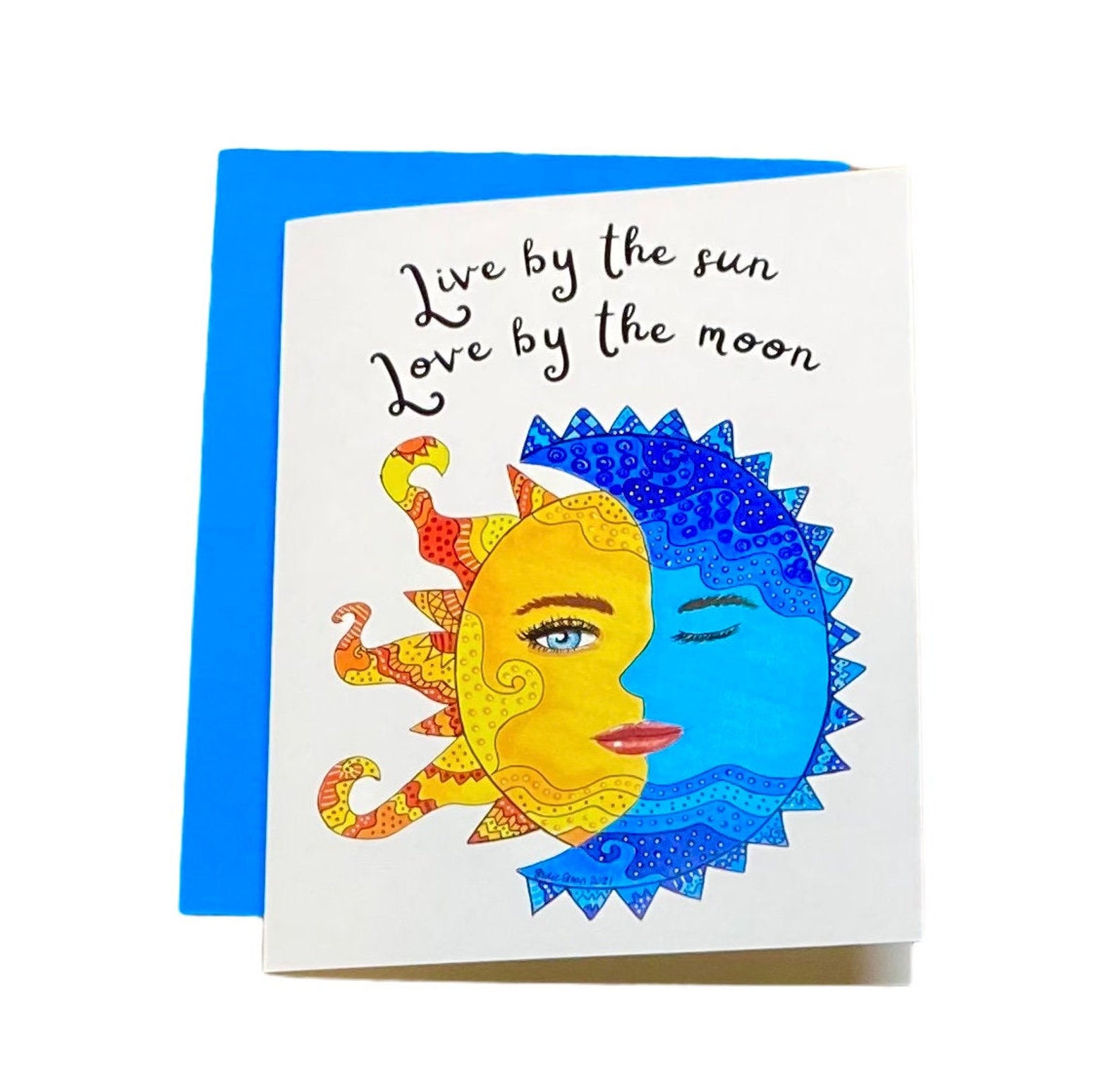 Sun and Moon Card Friendship Card Live by the Sun Love by Etsy