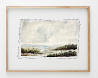 Waterscape 56- Original Watercolor, Charleston, SC, 4x6 Deckled Edge