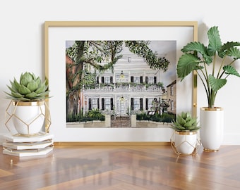 Historic Graham House/ Husk Restaurant circa 1894 Charleston, SC Giclee Print of an Original Watercolor Portrait