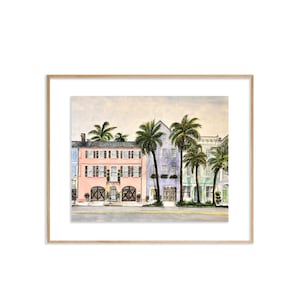 Rainbow Row Giclee Print of an Original Watercolor, Charleston, SC