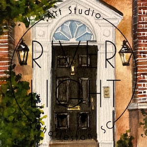 Historic Legare Street Front Door Charleston, SC Giclee Print of a Watercolor Portrait