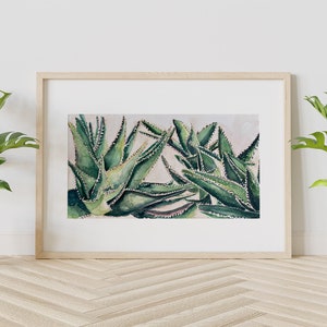 Aloe Plant, 11x14 Giclee Print of an Original Watercolor Portrait