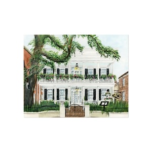 Historic Graham House/ Husk Restaurant circa 1894 Charleston, SC Giclee Print of an Original Watercolor Portrait