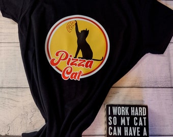 Women's T Shirt - Pizza Cat - Cat shirt - Cat T-shirt - Funny T-shirt - gift for cat lovers - crazy cat lady - gift for pizza lovers - pizza