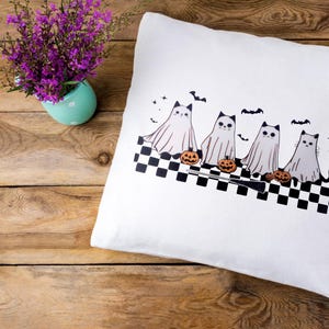 Ghost Cat Pillow - Halloween throw pillow - Halloween decor - Spooky Cat Pillow - Cute Ghost cats - Halloween decoration - Halloween Cushion