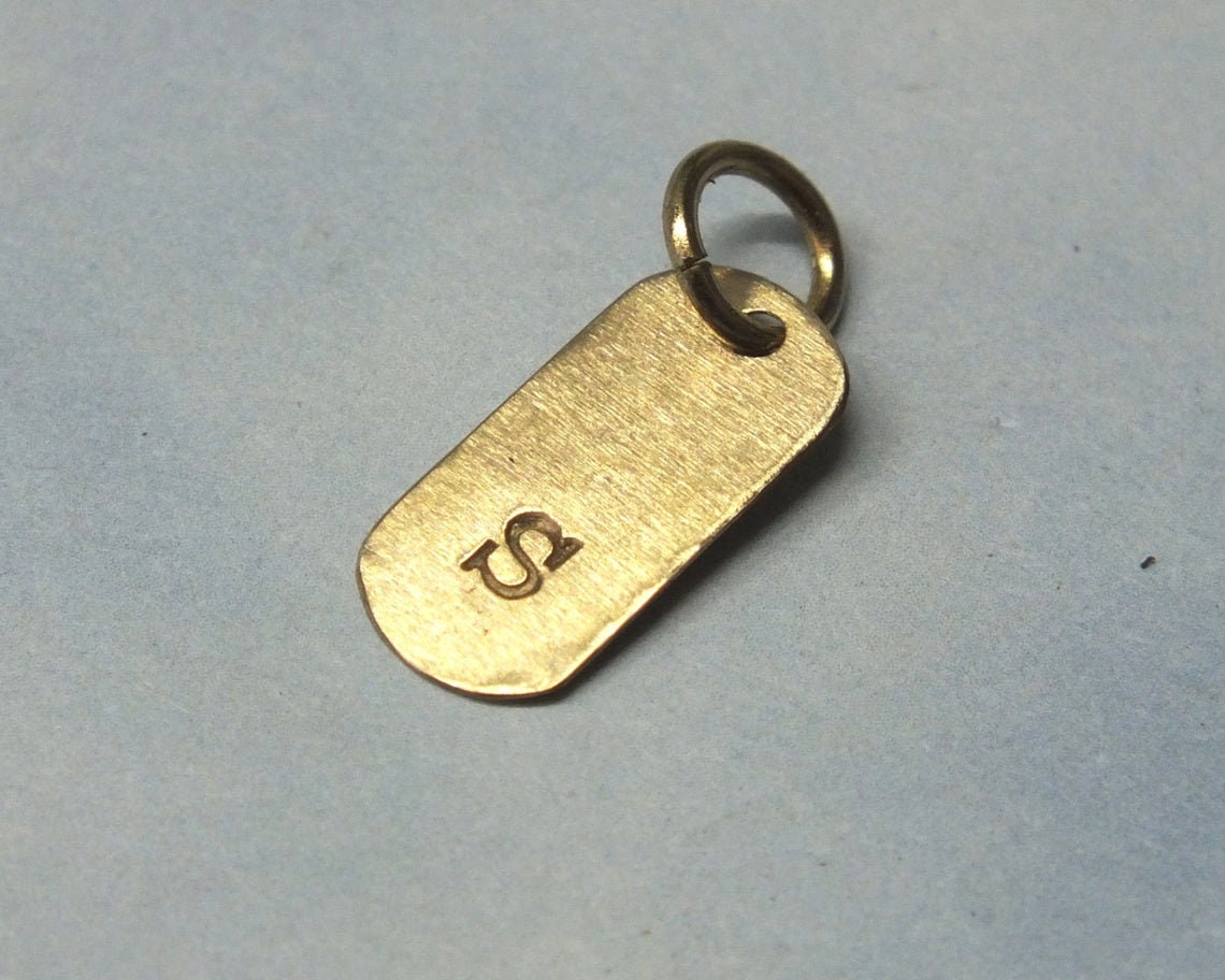 14k Solid Gold Inital Tag 14k Dog Tag Style Initial 14k Gold | Etsy