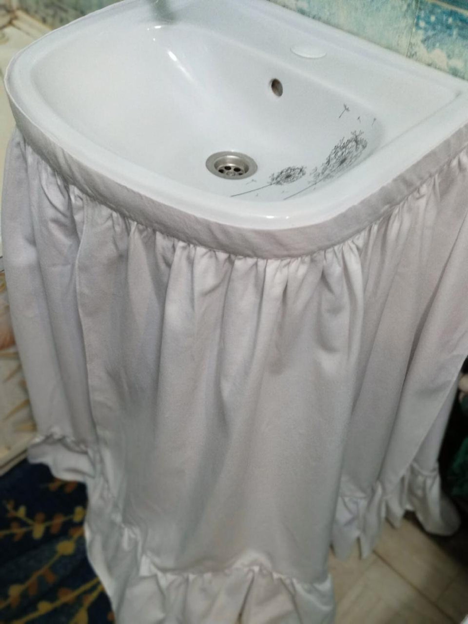 Sink skirt Custom curtains Bathroom skirt Country sink Cozy Etsy