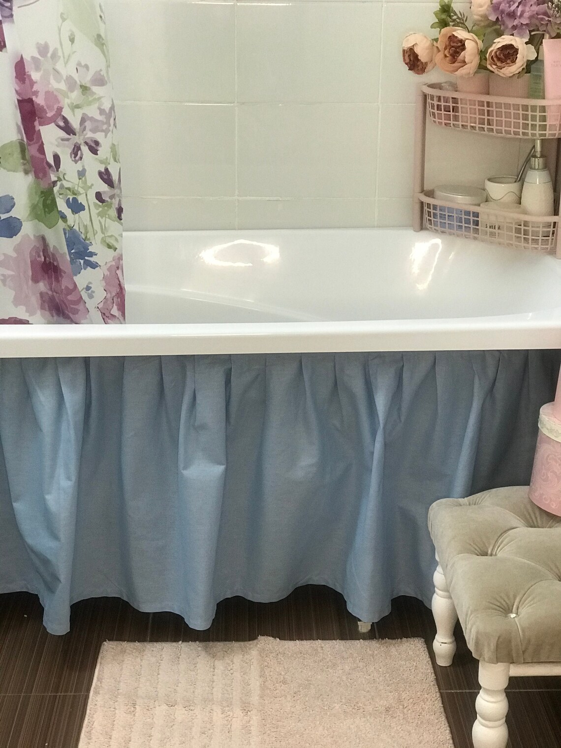 Bathroom curtain valance Bath curtain Skirt under tub Bathroom Etsy