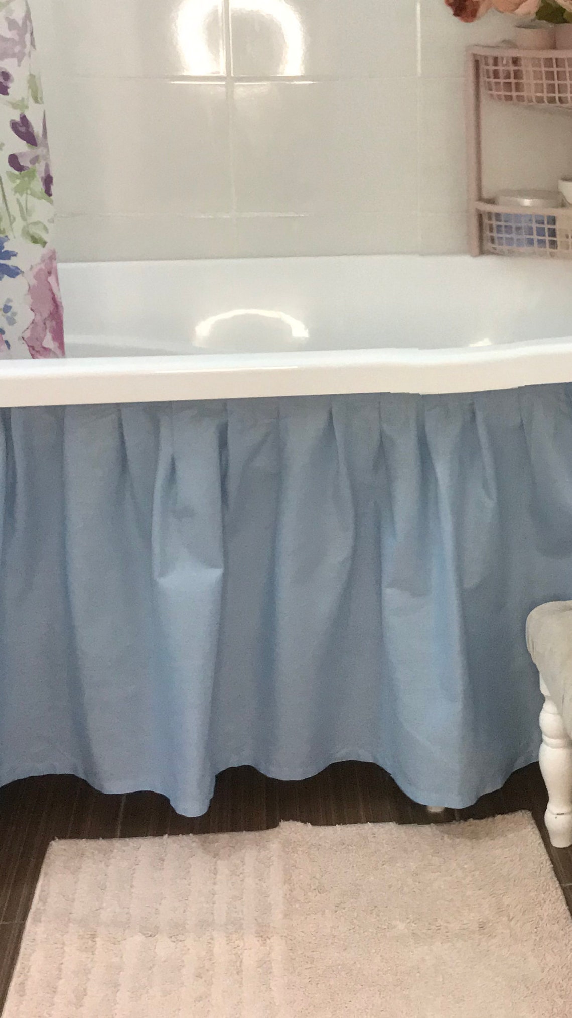 Bathroom curtain valance Bath curtain Skirt under tub Bathroom Etsy