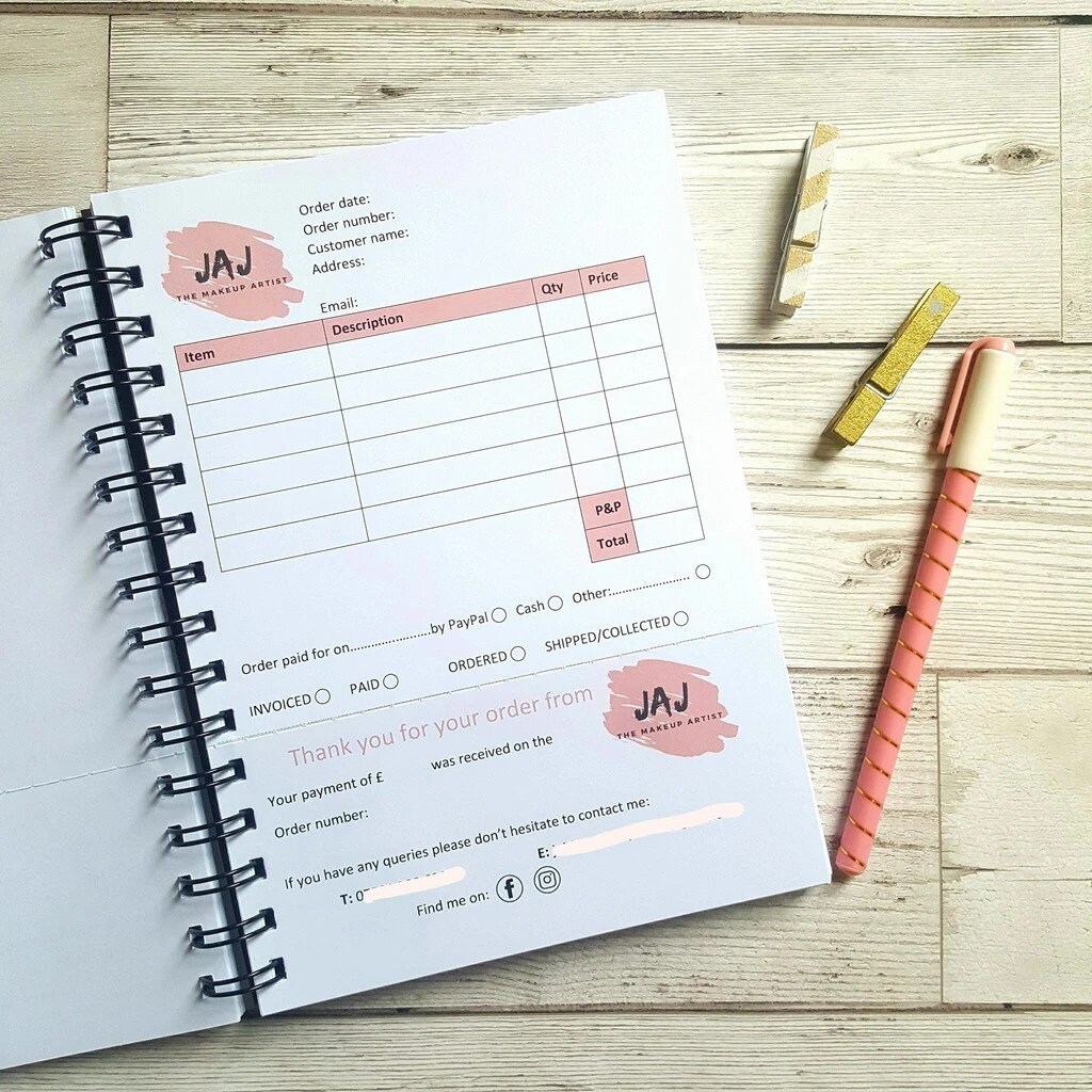 Personalised Business Order Book A5 Order Book Single or Etsy