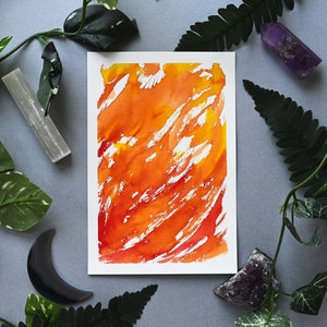 Blazing Fire Watercolor Abstract Painting