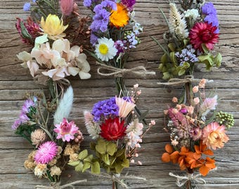 Set of 3 small posies, picnic table decor, gift boxes, cake topper, craft flowers