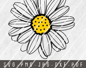 デイジー SVG フラワー、デイジー フラワー svg、花柄 svg、デイジー デカール svg、デイジー png、花柄 svg、ウェディング フラワー svg、Cricut 用 svg ファイル