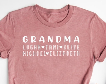 Personalized Grandma Shirt, Grandma Shirt, Grandma T-shirt With Grandkids Names, Gift For Grandma, Mother's Day Gift Idea, Cute Grandma tee