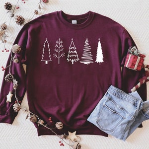 Sweat-shirt arbres de Noël, chemises de Noël pour femmes, sweat-shirt de Noël, pull de Noël mignon, famille de Noël, sweat-shirt de Noël