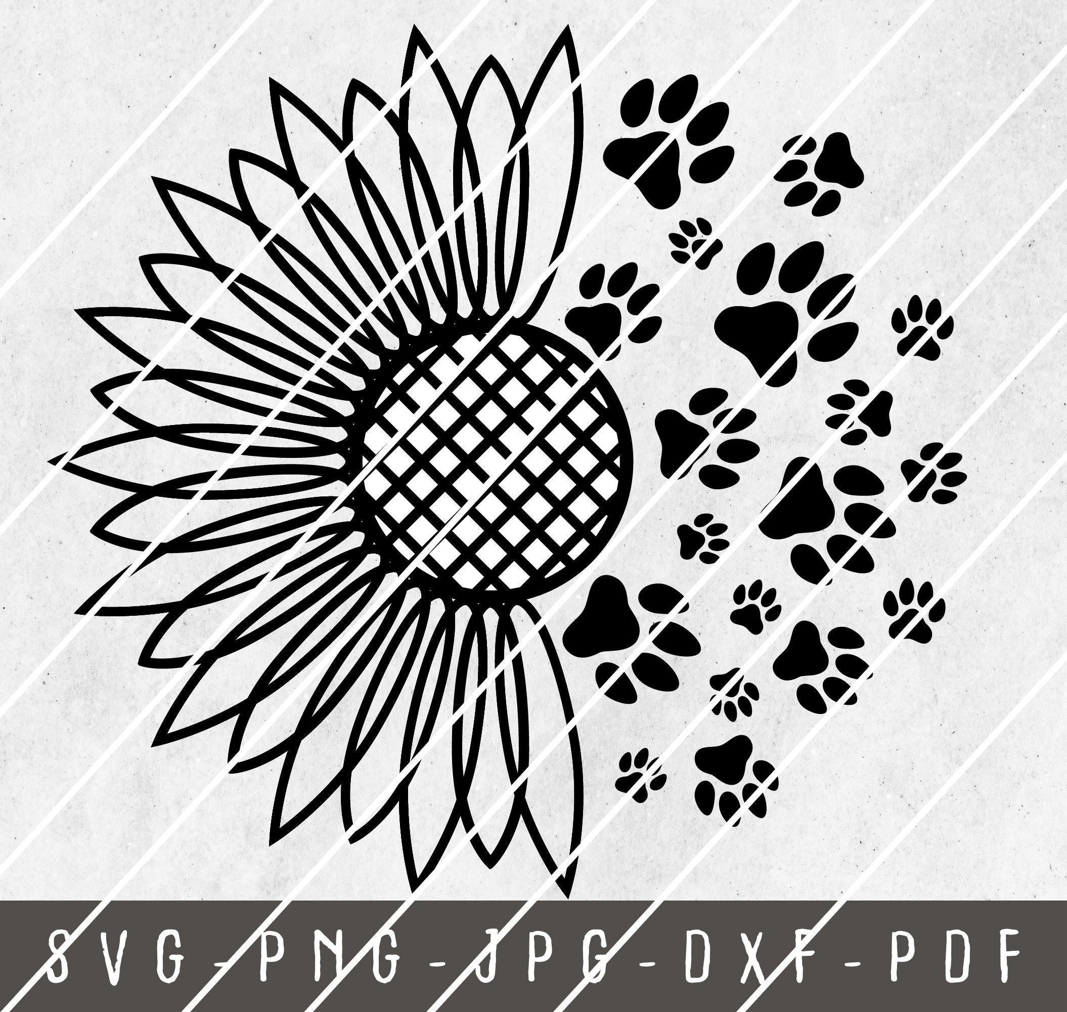Sunflower and Paw Prints SVG Sunflower svg Paw Sunflowe | Etsy
