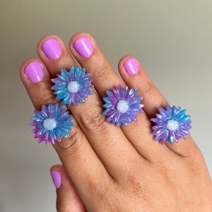 Adjustable Flower Ring, Adjustable Ring, Flower Ring, Clay Ring, Statement Ring, Statement Jewelry, Flower Jewelry, Polymer Clay Ring
