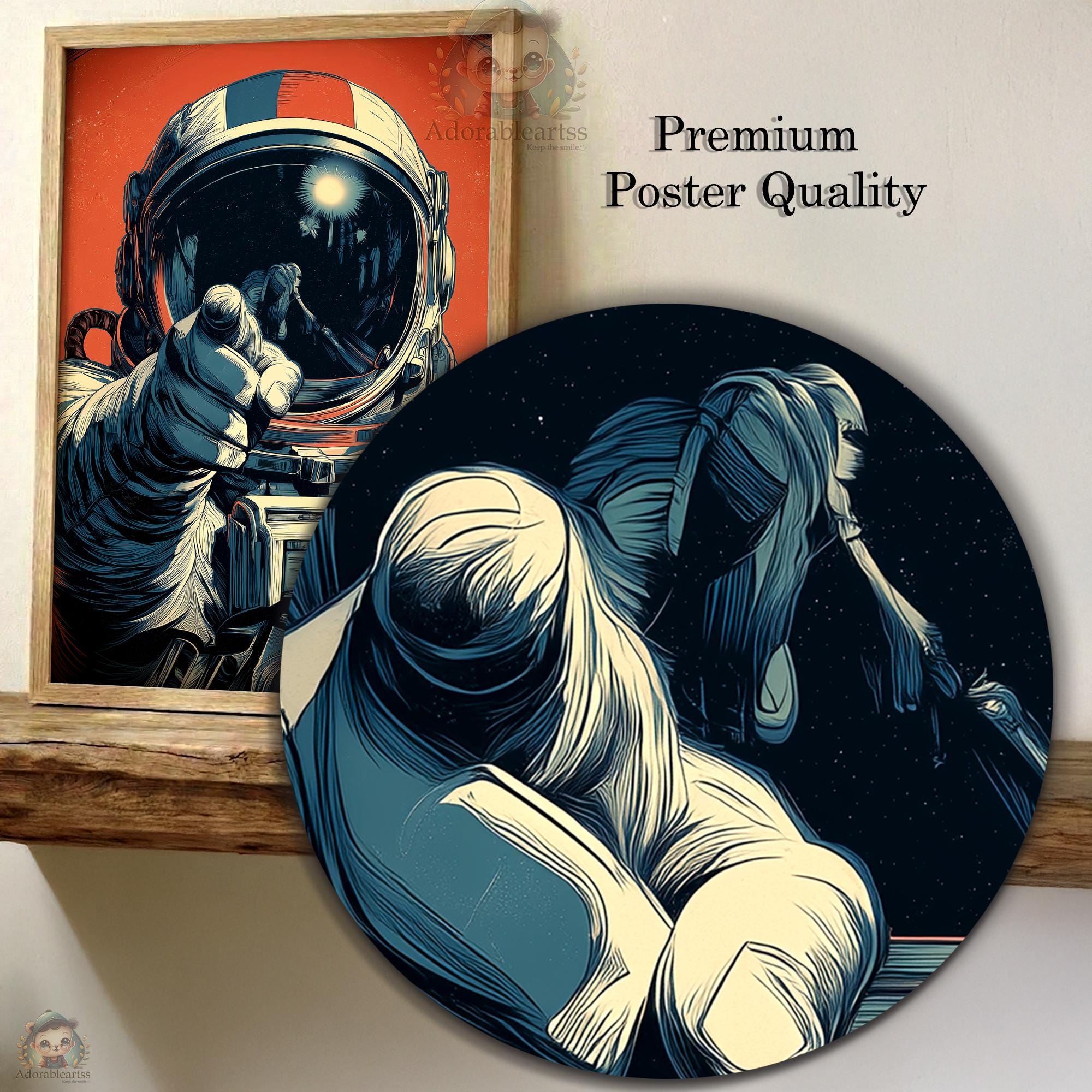 Astronaut Portrait Poster | Retro Sci Fi Illustration | Cosmic Space ...