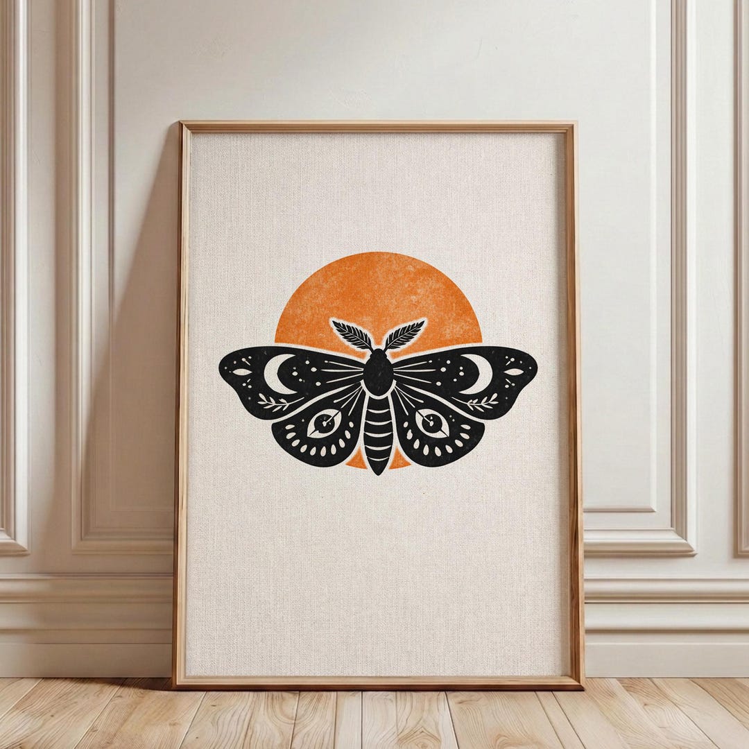 Moth Wall Art Print | Sun Moon Insect Print | Boho Home Decor Poster ...