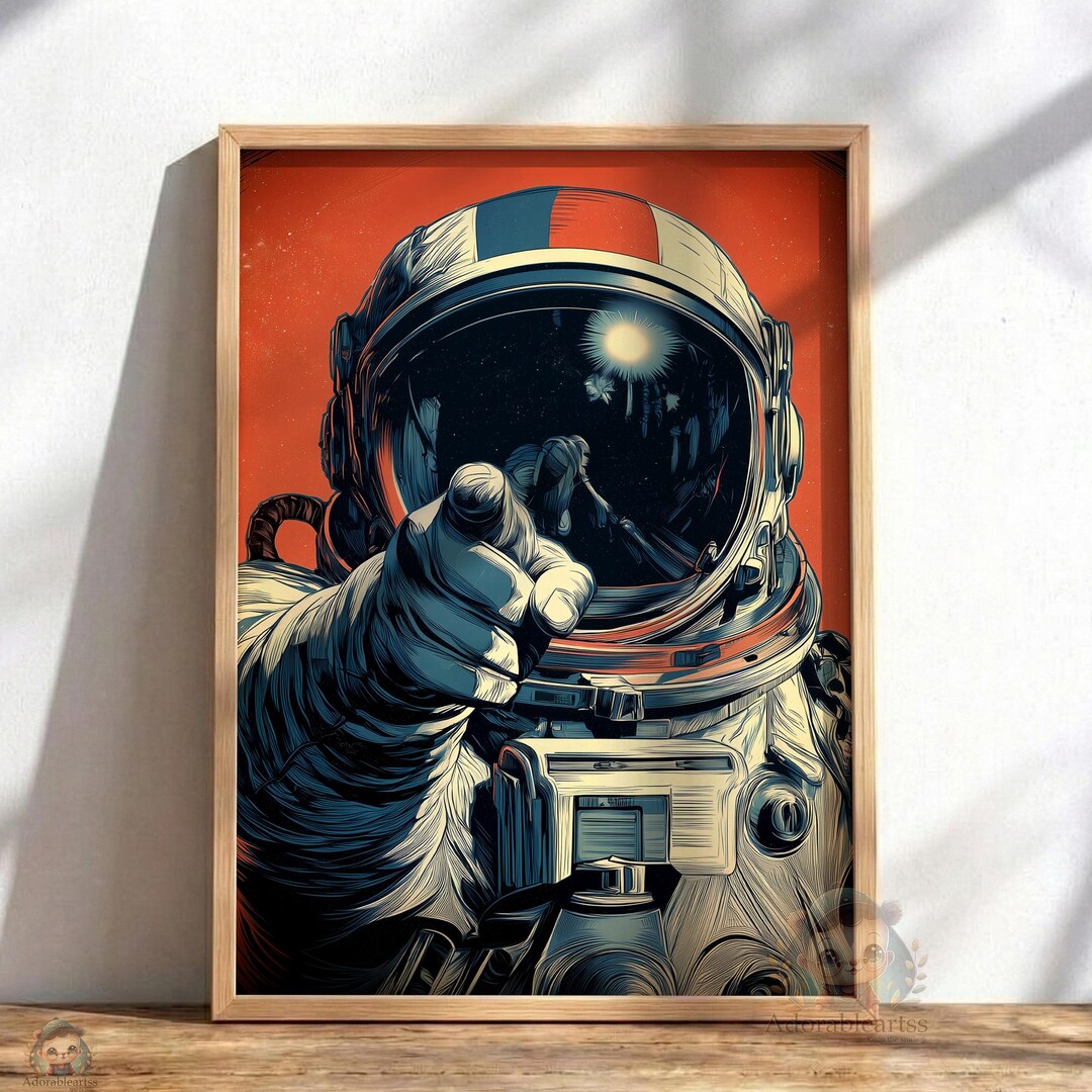 Astronaut Portrait Poster | Retro Sci Fi Illustration | Cosmic Space ...