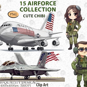 Luftwaffe Clipart, Chibi Luftwaffe Flagge, Kampfflugzeug, Illustration Luftwaffe Pilot Mädchen Junge, Kampfjet Digitale PNG Datei_AC52