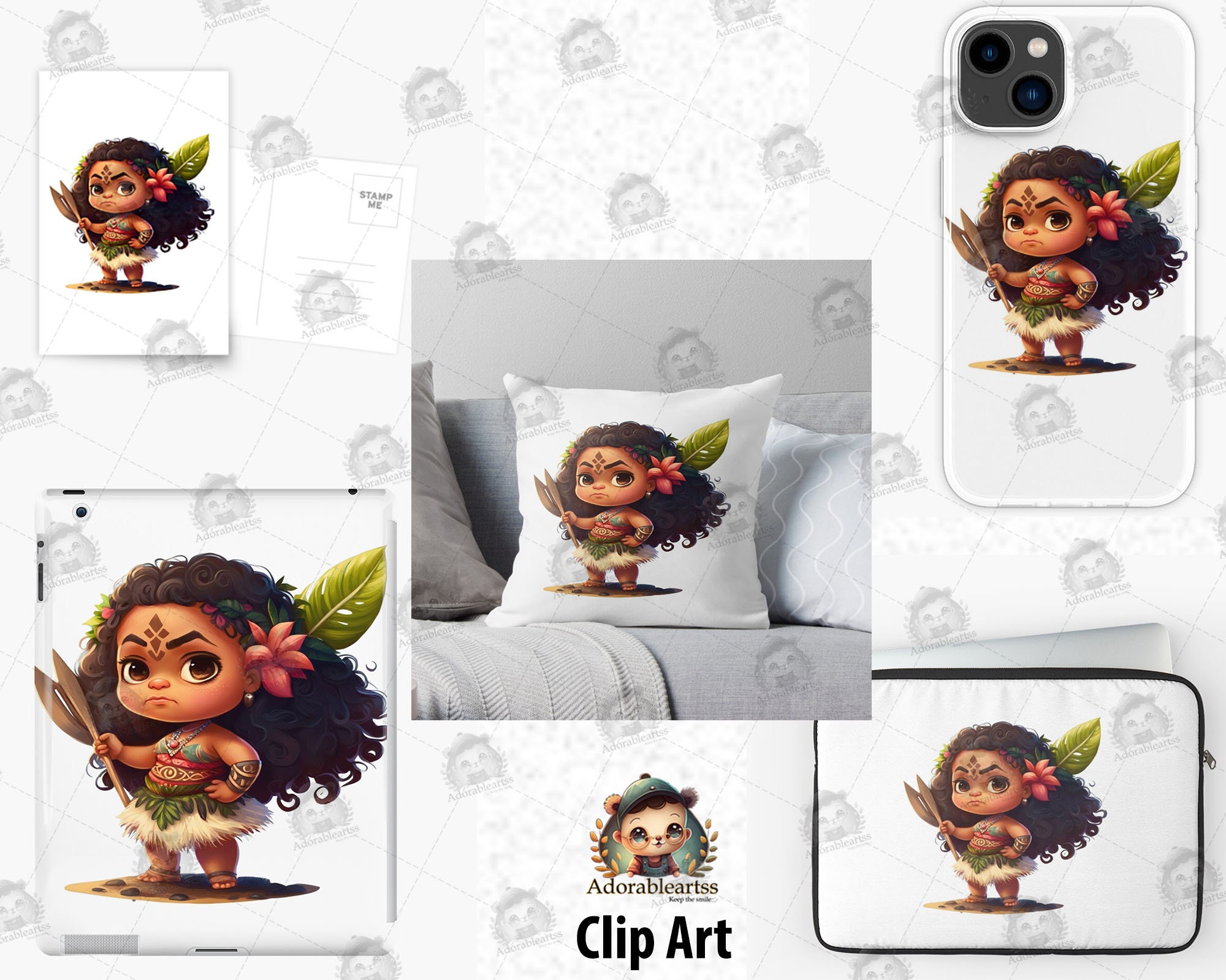 Moana Cute Chibi Clipart, Little Moana Girl, Moana PNG, Moana Birthday ...